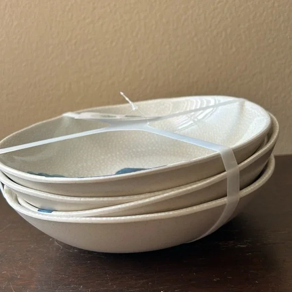 Sigrid Olsen Set Of 4 Blue Seashell Oyster Melamine New Summer Salad Bowls 7.5” - Picture 3 of 3